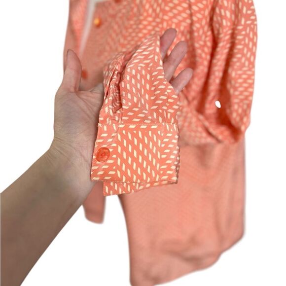 CARLISLE Silk Peachy Button Down 80s Blouse striped shoulder pads Vintage - Picture 3 of 12